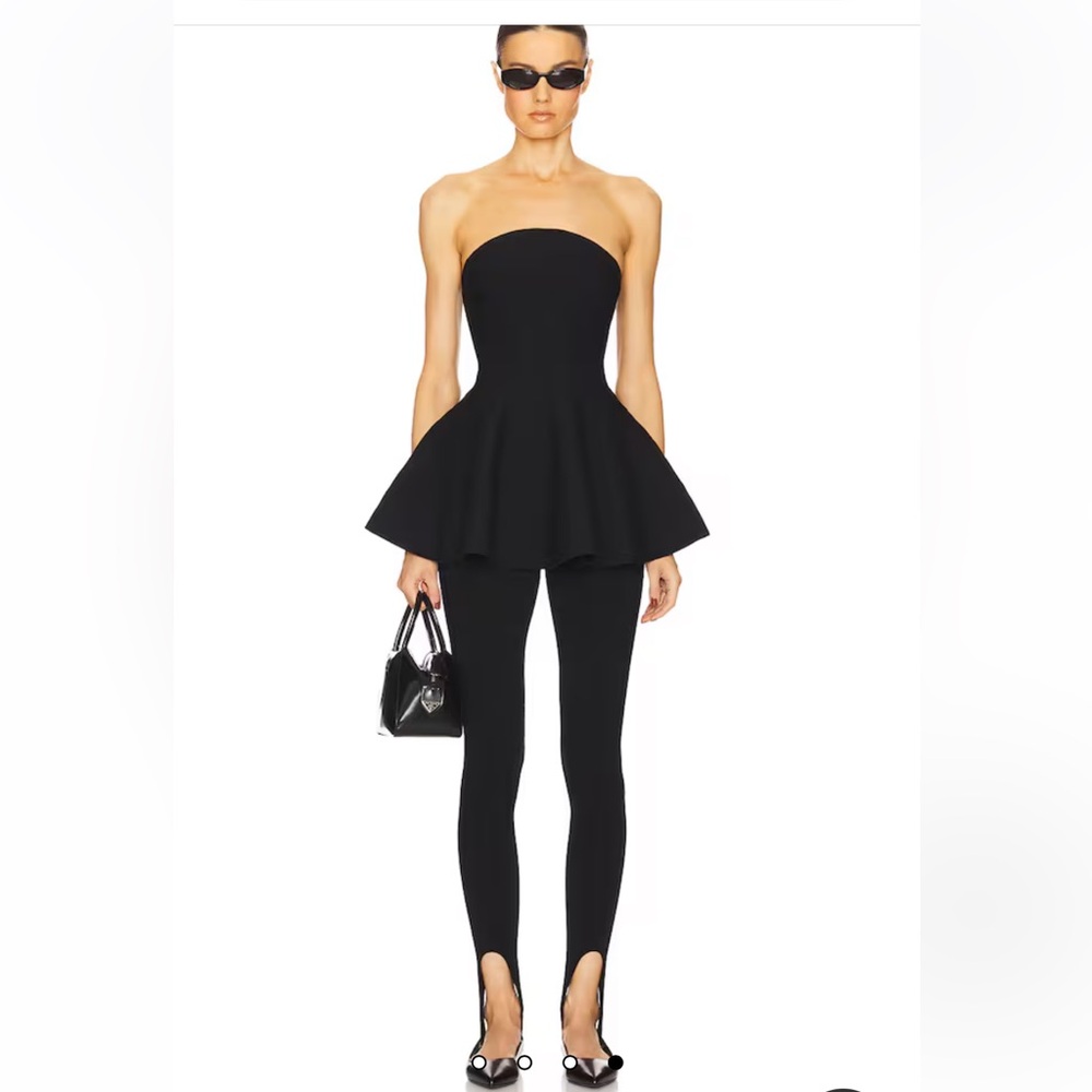 NWT Helsa Maude Knit Top Black XXS New Women's Peplum Strapless Tube